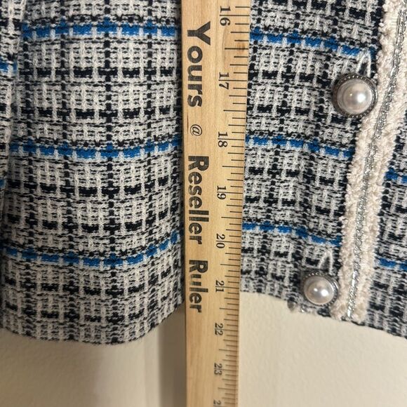 Talbots tweed Mademoiselle plaid coatigan Size XS pearl buttons old money - Picture 9 of 11